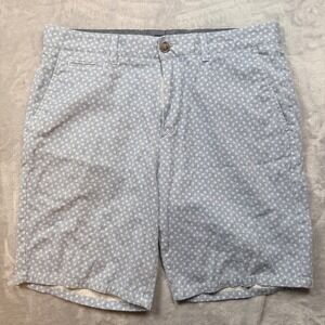 Johnnie-O Mens 33 Shorts Blue White Floral Cotton Tencel Linen Preppy 8.5"